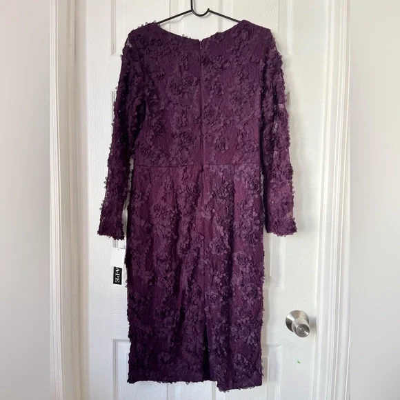 Xscape Purple Floral Lace Soutache Sheath Dress Size 12 NWT
